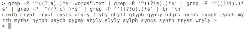 [Grep for No Vowels]