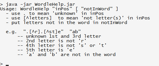 [WordleHelp Usage]